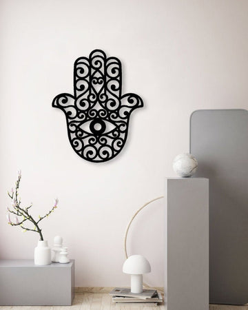 Hand of Fatima | Hamsa Blessing Above Bed Decor - Cut Metal Sign