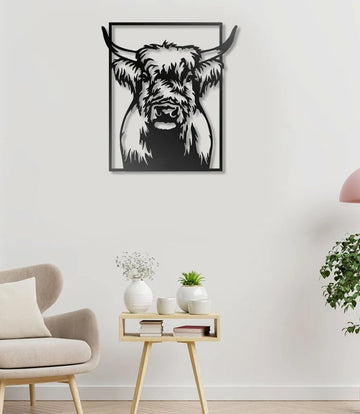 Highland Cow Metal Wall Art | Decoration For Living Room Cow Lover -  Cut Metal Sign