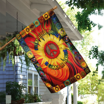 Hippie Flag Every Little Thing is Gonna Be Alright Sunflower - House Flag