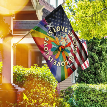 Love Is Love Pride Hippie American US - House Flag