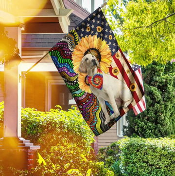 Labrador Retriever Hippie Flag Sunflower - House Flag