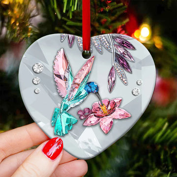 Hummingbird Crystal Style Ceramic Ornament