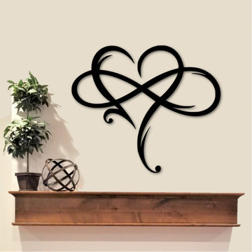 Infinity Symbol with Heart - Cut Metal Sign