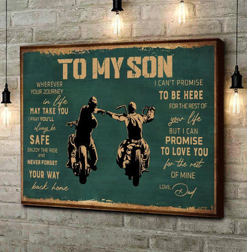 Gift For Son From Dad To My Son Enjoy The Ride Biker - Canvas