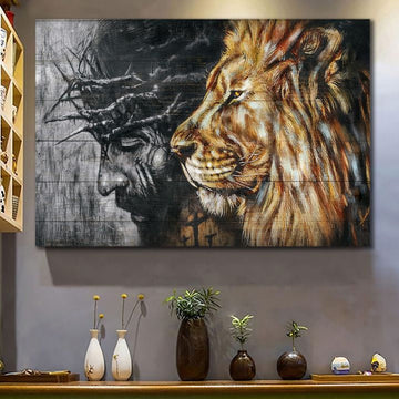Jesus Painting, Crown of Thorns, Lion of Judah - Matte Canvas