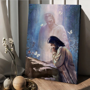 Jesus painting Praying with God - Matte Canvas