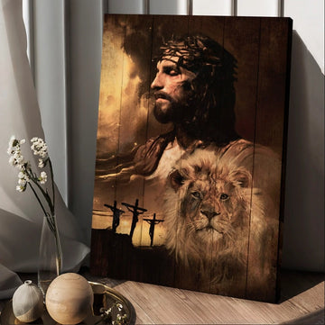 Jesus Lion of Jesus The rugged cross The amazing the sacrifice of Jesus Christ - Matte Canvas