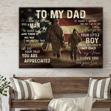 Hunting Gift For Dad From Son Dad Hunting America Flag Lover Canvas