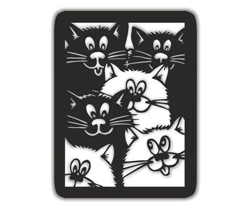 A Group of Cute Cats (Rectangle) | Wall Art - Cut Metal Sign