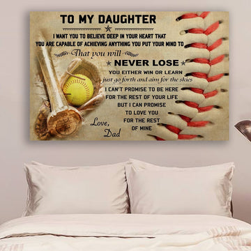 softball poster - dad daughter - never lose