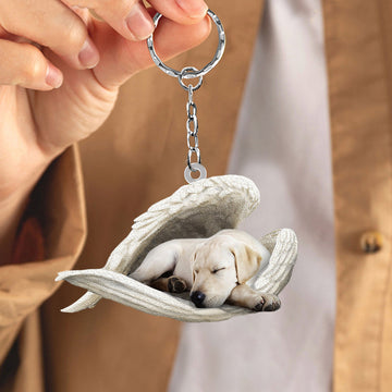Labrador Retriever Sleeping Angel Acrylic Keychain Dog Sleeping Keychain, Labrador Retriever Lover