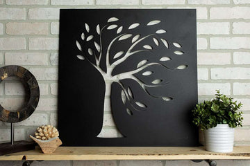 Leafy Tree (Rectangle) - Cut Metal Sign