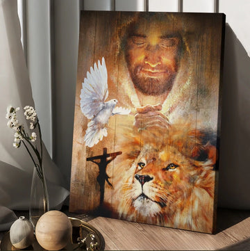 Lion King, Dove, Jesus painting, Pray for healing - Matte Canvas
