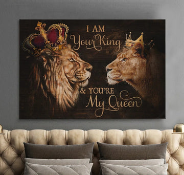 Lion couple, Lion of Judah, I am your King and you're my Queen - Matte Canvas