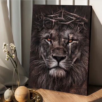 Lion Crown of thorn Cross - Matte Canvas