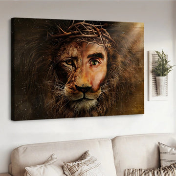 Lion of Judah Jesus painting Crown of thorn - Matte Canvas