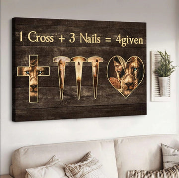 Lion of Judah Jesus painting 1 Cross 3 Nails 4given - Matte Canvas