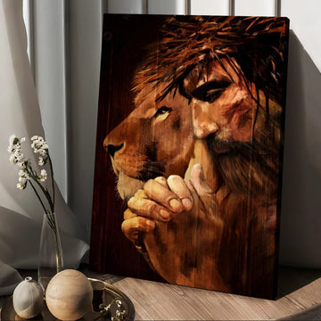 Lion of Judah Jesus painting Praying with God - Matte Canvas