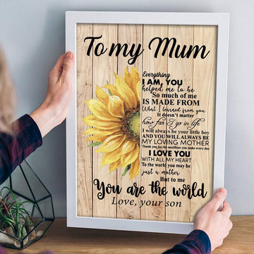 To My Mum From Son Sunflower Poster