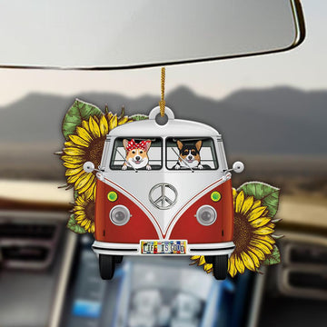 Corgis And The Happy Summer Car Ornament