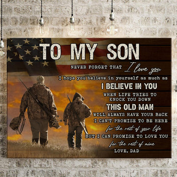 Gift To My Son From Dad Hunting Lover Meaningful Canvas From Hunting Father
