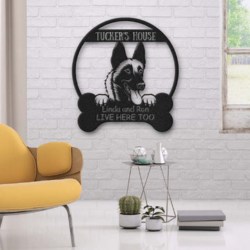 Malinois's House Dog Lovers Personalized Metal Sign