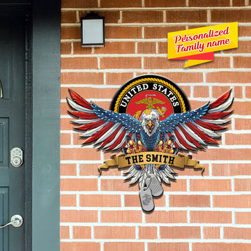 Marine Corps Eagles United States 4th July Independence day -  Personalized Cut Metal Sign