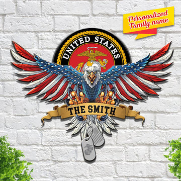 Marine Corps Eagles United States 4th July Independence day -  Personalized Cut Metal Sign