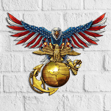 Marine Corps Insignia and Eagle Independence day -  Cut Metal Sign