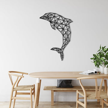 Geometric Dolphin Sea Life Ocean | Wall Art Decor - Cut Metal Sign