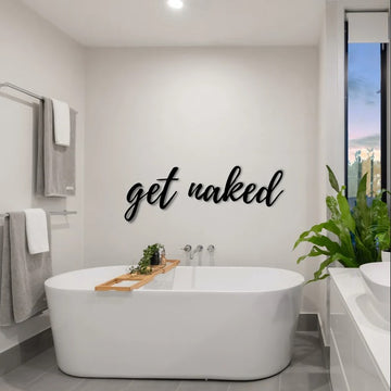Get Naked Wall Art Letters For Bathroom -  Metal Sign Home Decor