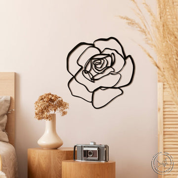 Rose Flower One Line | Wall Art Decor - Cut Metal Sign