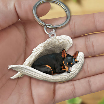 Miniature Pinscher Sleeping Angel Acrylic Keychain Dog Sleeping Keychain, Miniature Pinscher Lover