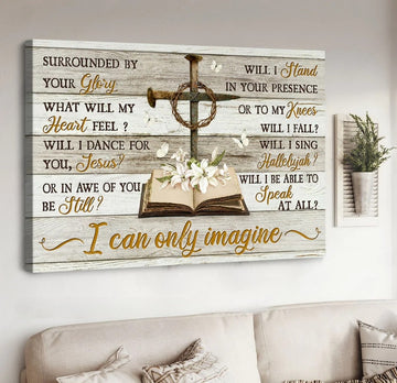 Nail cross, Thorn crown, Bible, White lily, I can only imagine - Matte Canvas