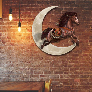 Horse and moon native american - Metal House Sign