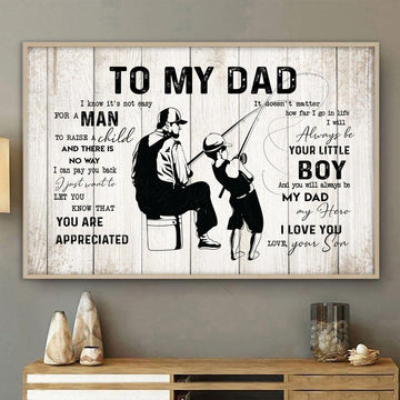 Fishing Gift For Dad From Son Fishing Lover Poster Birthday Gift For Dad Wall Art