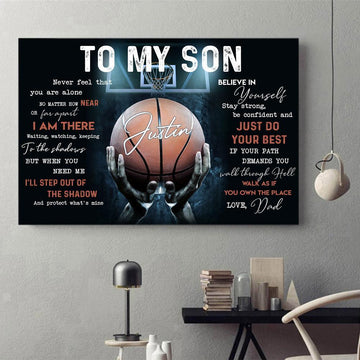 To my son I'm proud of you basketball poster - Gift for son from dad