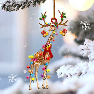 Giraffe Reindeer Shape Christmas 2 sides Ornament
