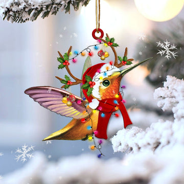 Hummingbird Reindeer Shape Christmas 2 sides Ornament