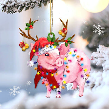 Pig Reindeer Shape Christmas 2 sides Ornament