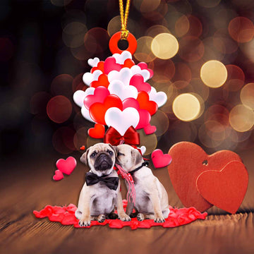 Pug Heart balloons couple Shape Ornament