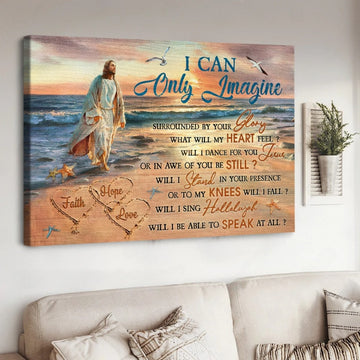 Orange sunset drawing Jesus painting I can only imagine - Matte Canvas