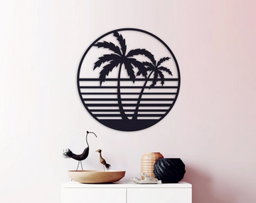 Palm Tree (Circle)  | Decor  | Wall Art - Cut Metal Sign