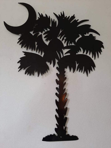 Palmetto With Crescent Moon  | Wall Art Decor - Cut Metal Sign