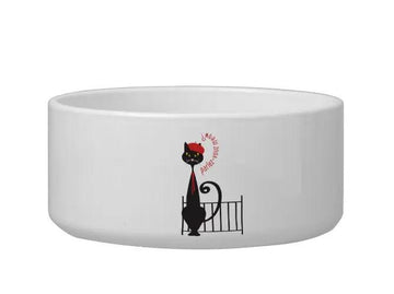 Parlez-voux Meow Black Cat Cartoon - Pet Bowl