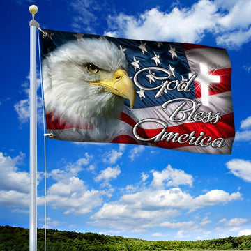 Patriot Eagle Cross God Bless America - House Flag