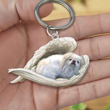 Pekingese Sleeping Angel Acrylic Keychain Dog Sleeping Keychain Gift For Dog Lovers, Pekingese Lover