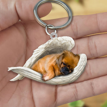 Pekingese Sleeping Angel Acrylic Keychain Dog Sleeping Keychain, Pekingese Lover