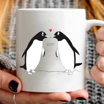 Penguin kiss love boop couple mug - GST