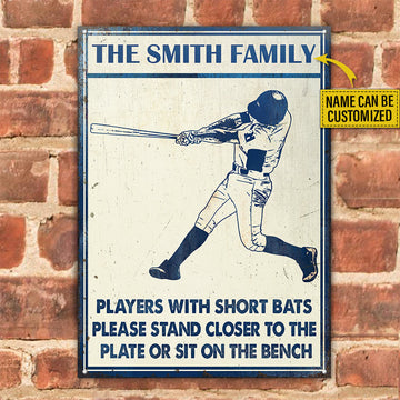 Personalized Baseball Players Short Bats Customized Classic Metal Signs